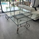 Roche Bobois glass and steel dining table and 6 chairs