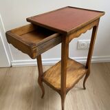 Small bedside table, nightstand, two-top ash plant stand with discreet drawer