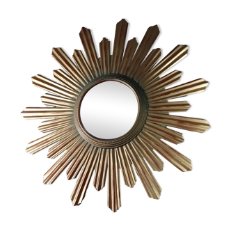 Mirror sun witch's eye 90cm gold metal vintage 50s