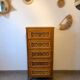 Vintage oak and rattan chest of drawers
