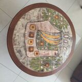 Coffee table / lounge vallauris with bird decoration signed Drac