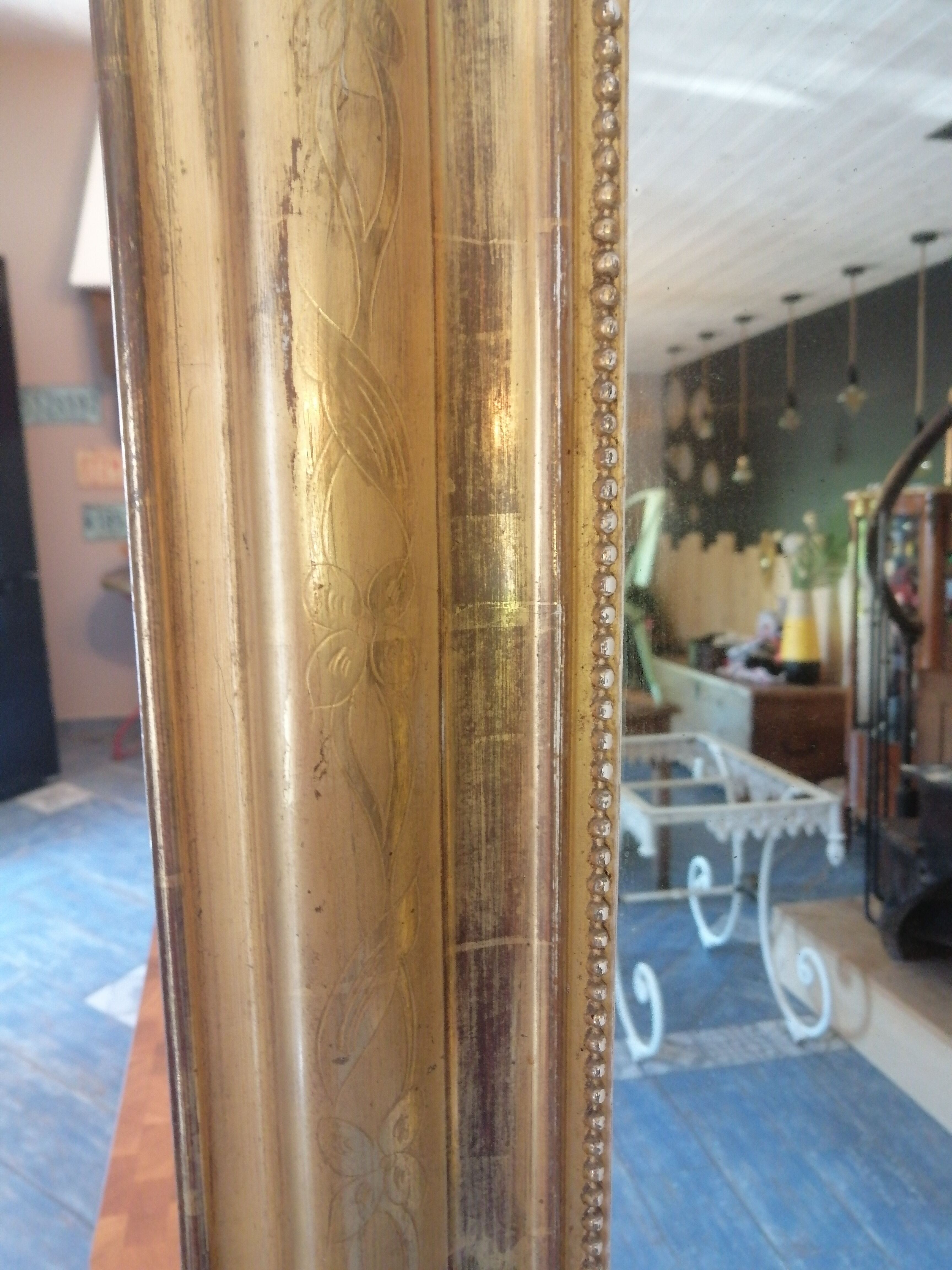 Golden wood mirror - 190x109cm