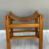 House Regain 3 Stools In Solid Elm And Leather 70s