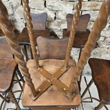 Set of 8 brutalist wrought iron bar stools 1970"