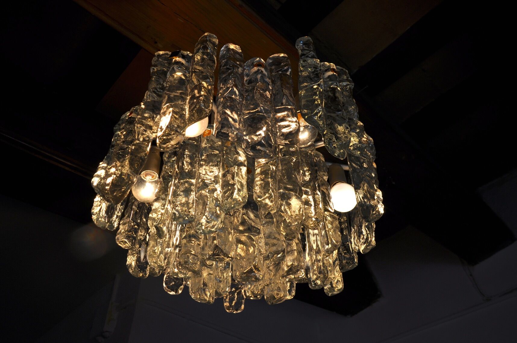 J.T Kalmar 'Glaçon' lustre, frosted glass, Austria, 1970