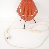 Tripod lamp in metal and red acrylic ribbon, 1950s-1960s