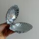 Silver metal butter dish with lid and matching spoon