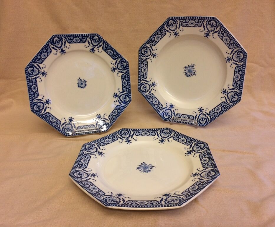 Set of 18 plates Sarreguemines sinceny XlXème