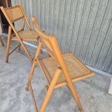 Set of 4 vintage Italian folding chairs in cane 1970s