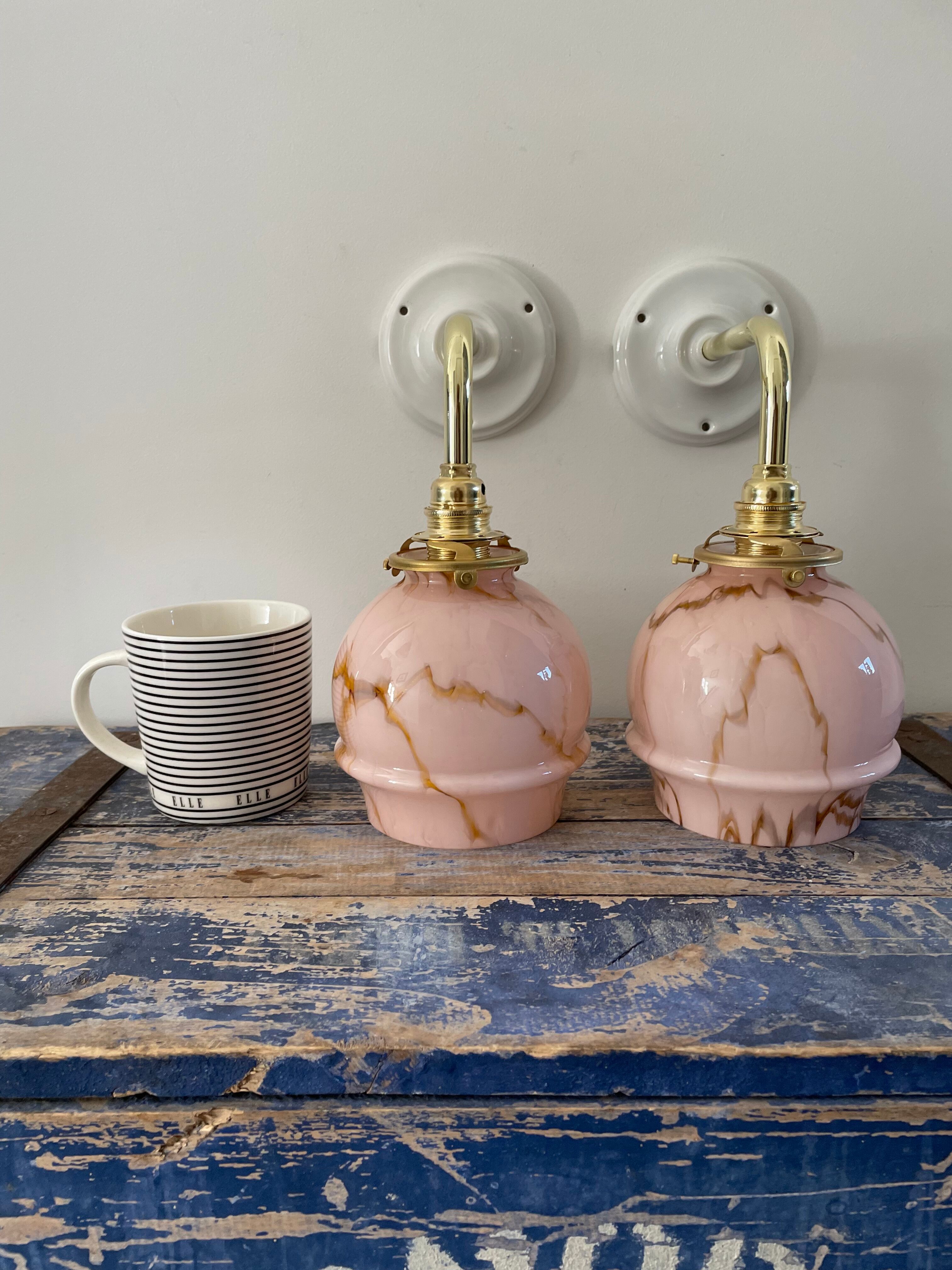 Pair of newly electrified art deco wall lamps