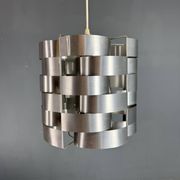 Max Sauze aluminum pendant lamp, mid-century modern, France, 1970s