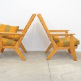 Fauteuils en bois de pin de style scandinave, années 1970, set de 2