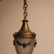 Shell chandelier 1900, frosted glass engraved and bronze