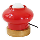 Vintage 1960 red ceramic table lamp Porcelain
