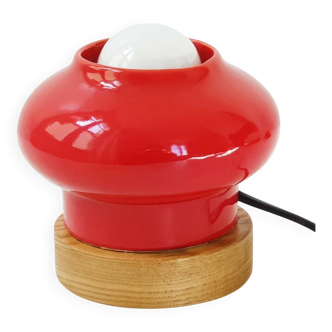 Vintage 1960 red ceramic table lamp Porcelain