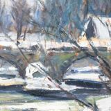 Gideon isaksson (1911-1980), scandinavian modern landscape, 1960s, oil on panel, framed