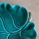 Large green ceramic leaf dish Vallauris