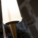 Floor lamp by René Mathieu for Maison Lunel 1950, brass and opaline.
