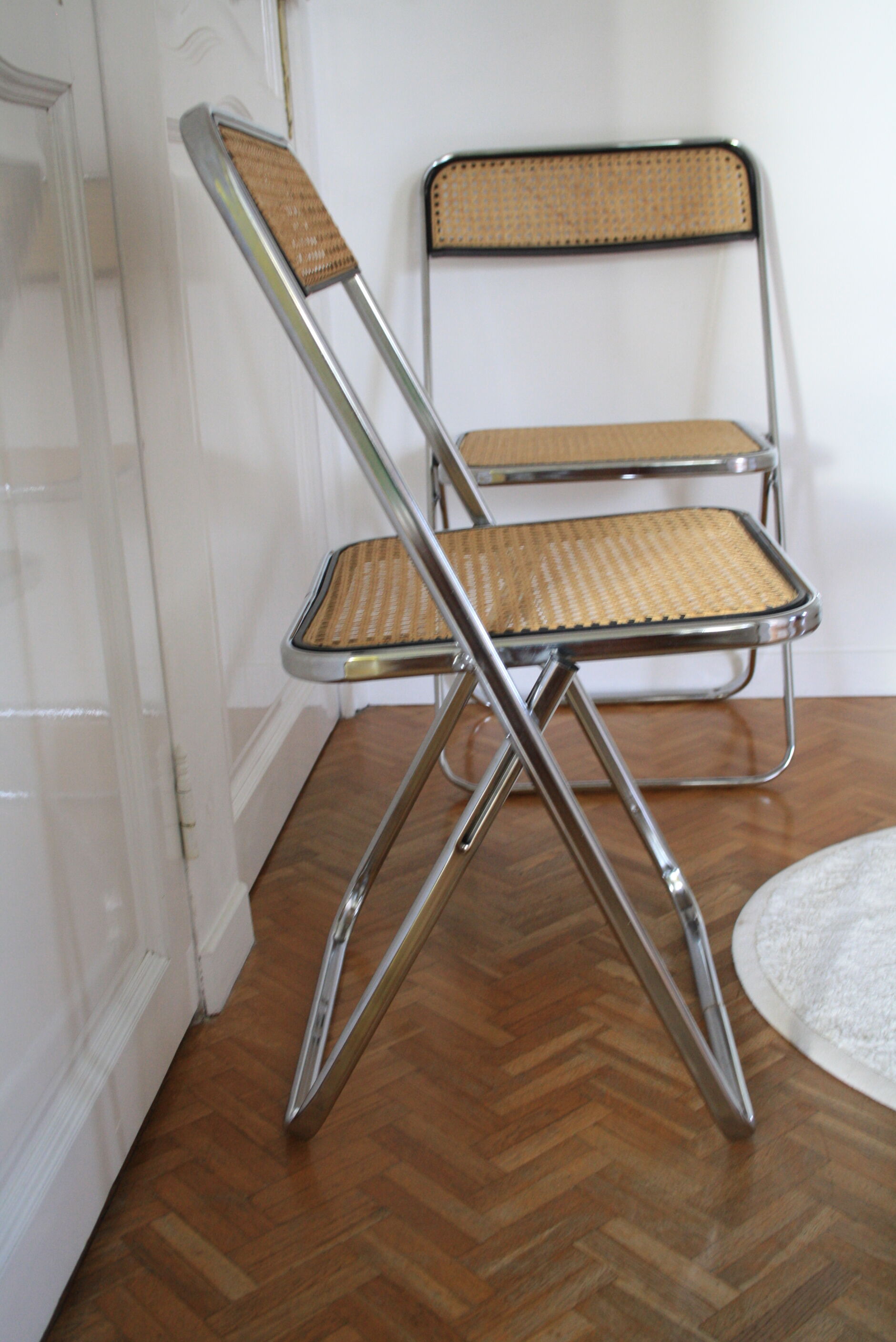 Set of 4 folding cane chairs