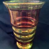art deco vase in fuchsia & gold glass cira 1930 - belgian glassware (boom/doyen/laeken)