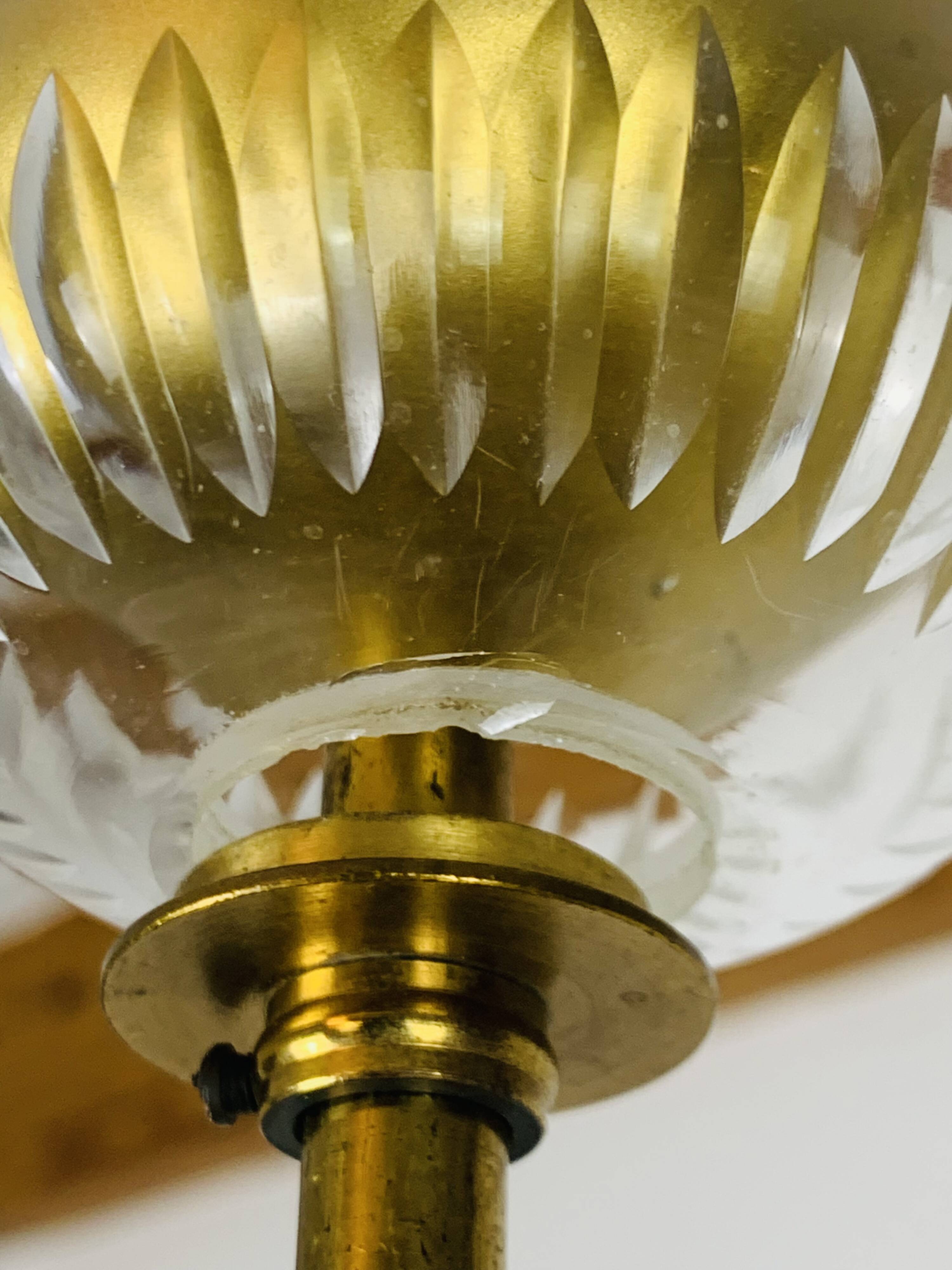 Palme & Walter chandelier, crystal and brass pendants, 1970s