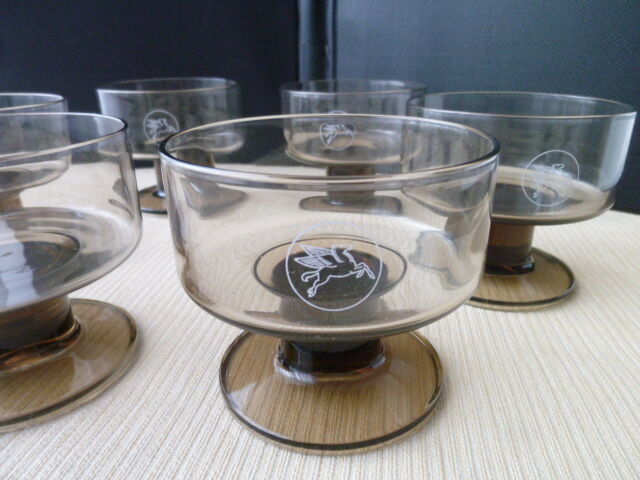 Set de 6 coupes en verre fumé vintage des années 70