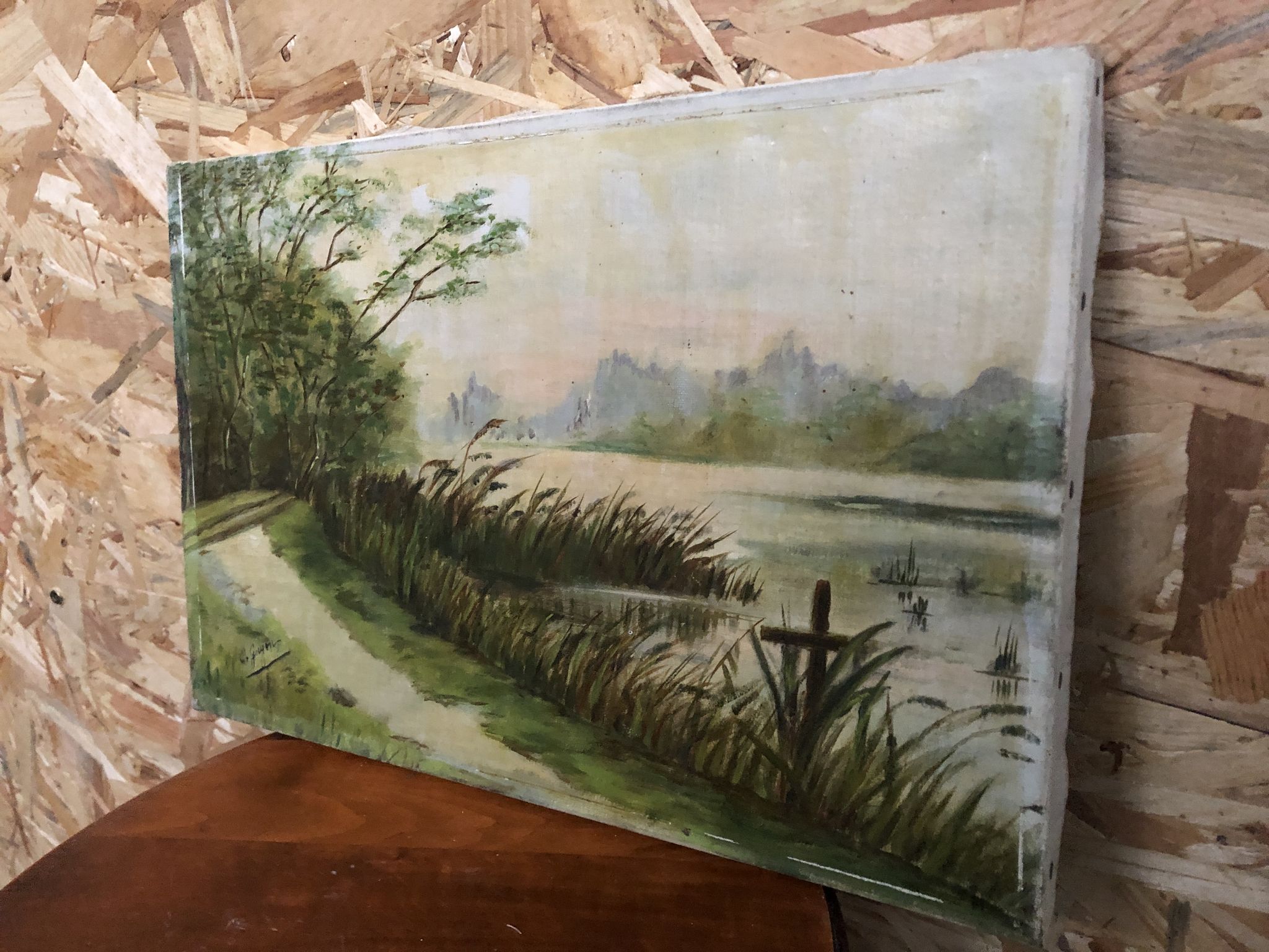 Old painting oil on canvas C. Guyon campaign in winter XIXth
