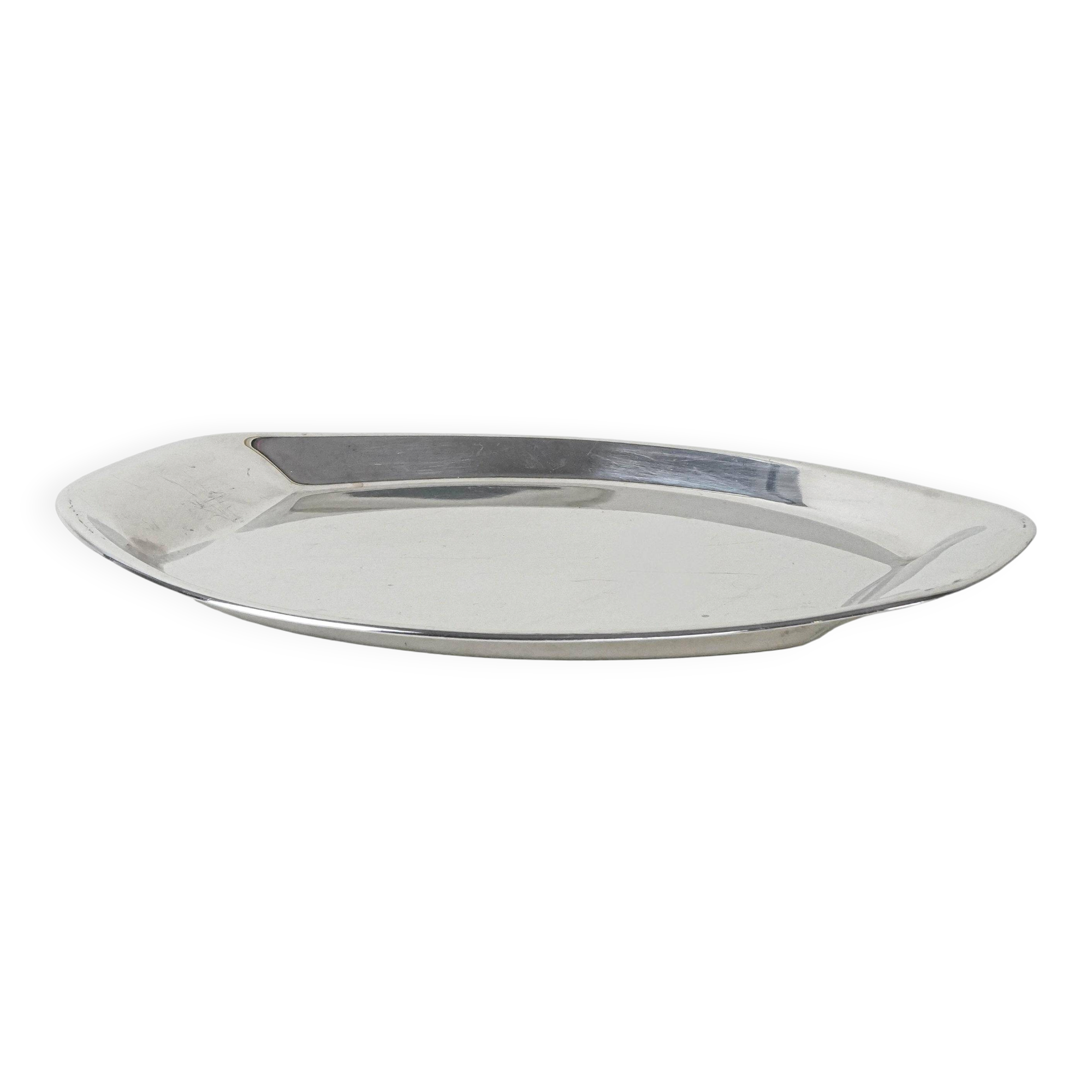 Plateau en métal ovale, design italien, années 1980, production : Italie