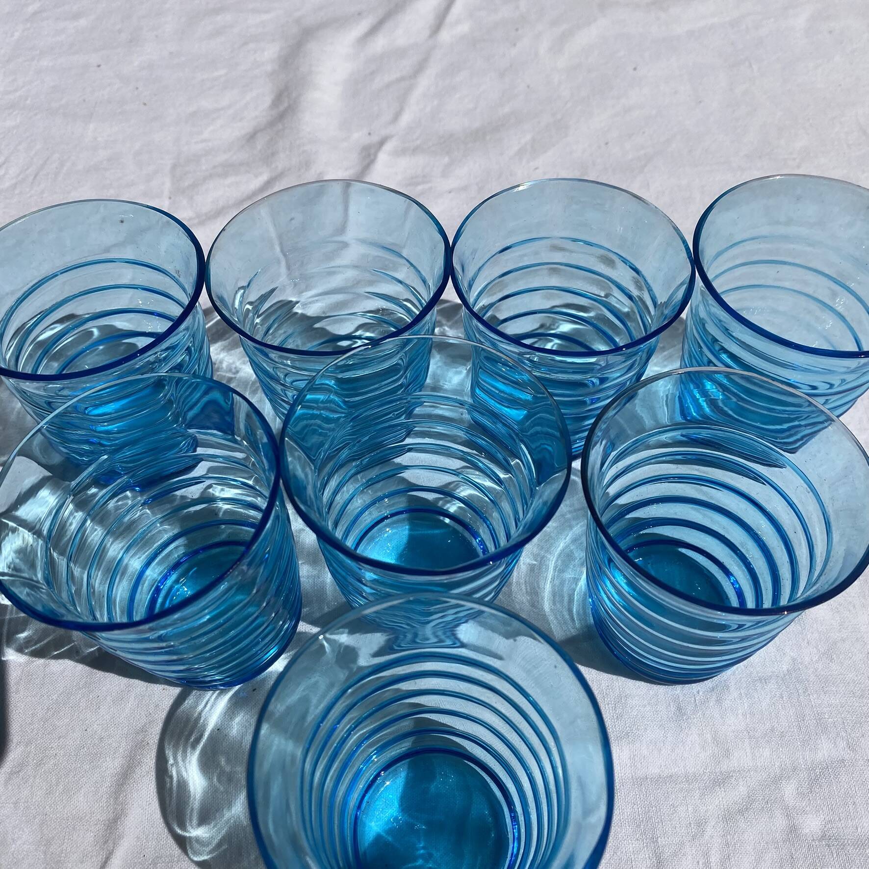 Blue tinted glass cups