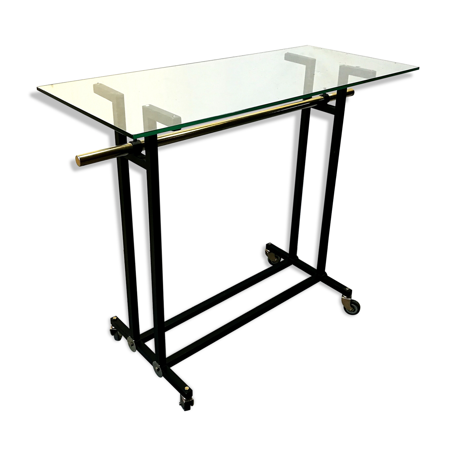 Serving table 70s black and brass