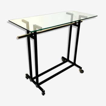 Serving table 70s black and brass