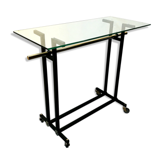 Serving table 70s black and brass