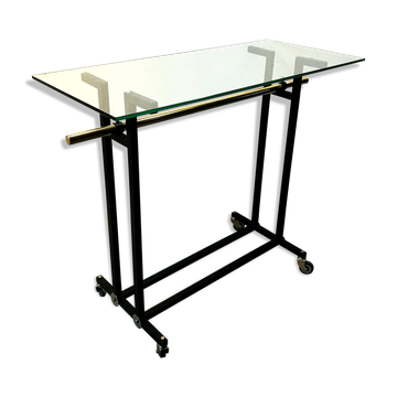 Serving table 70s black and brass