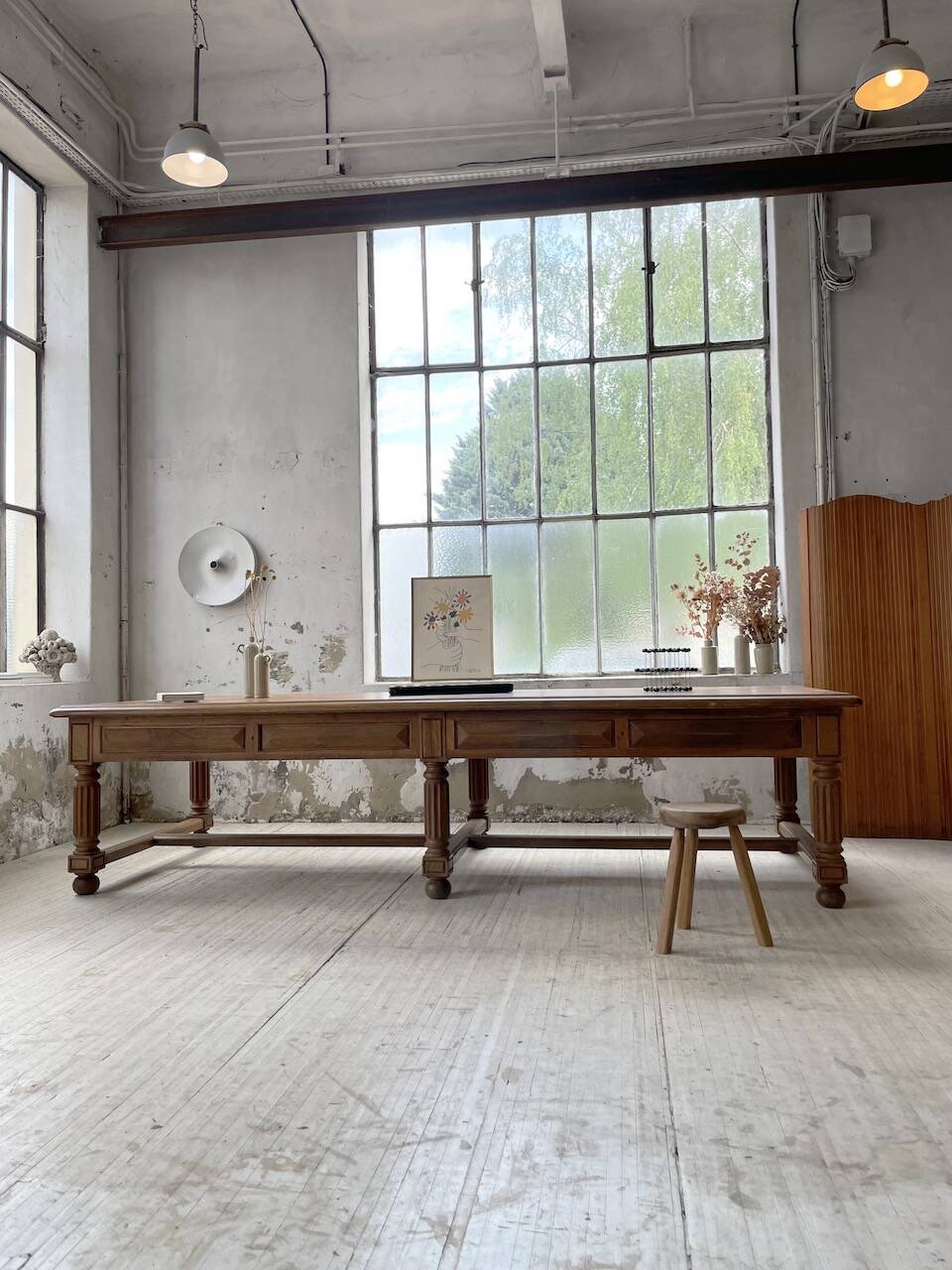 Solid walnut farmhouse castle table 1900 XXL