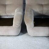 Pair of armchairs "space age". Beige corduroy velvet. France, circa 1970