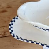 Antique sauce boat in ironstone Salins - Checkerboard model