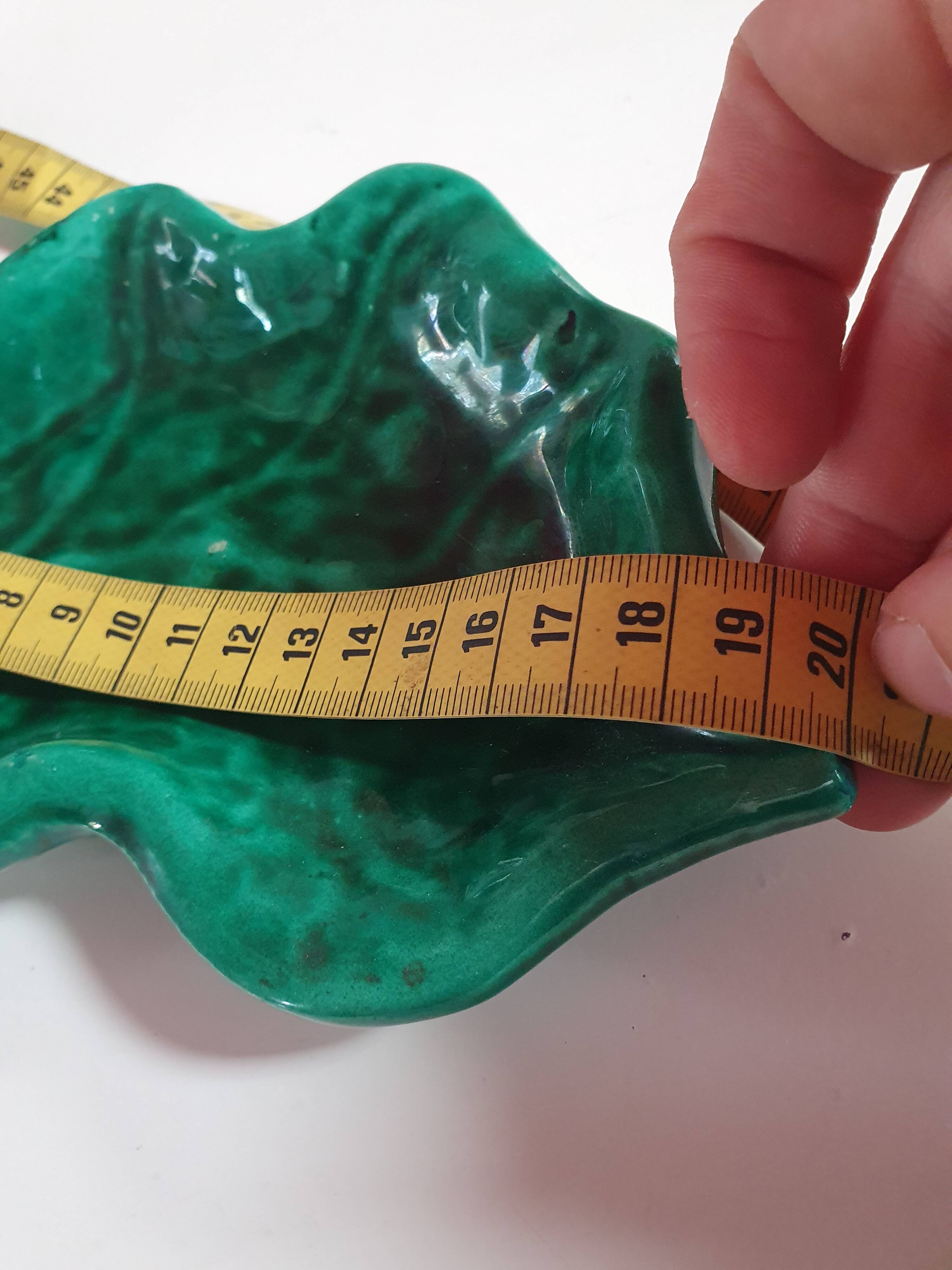 empty cup pocket leaf slip green ceramic vallauris made in france