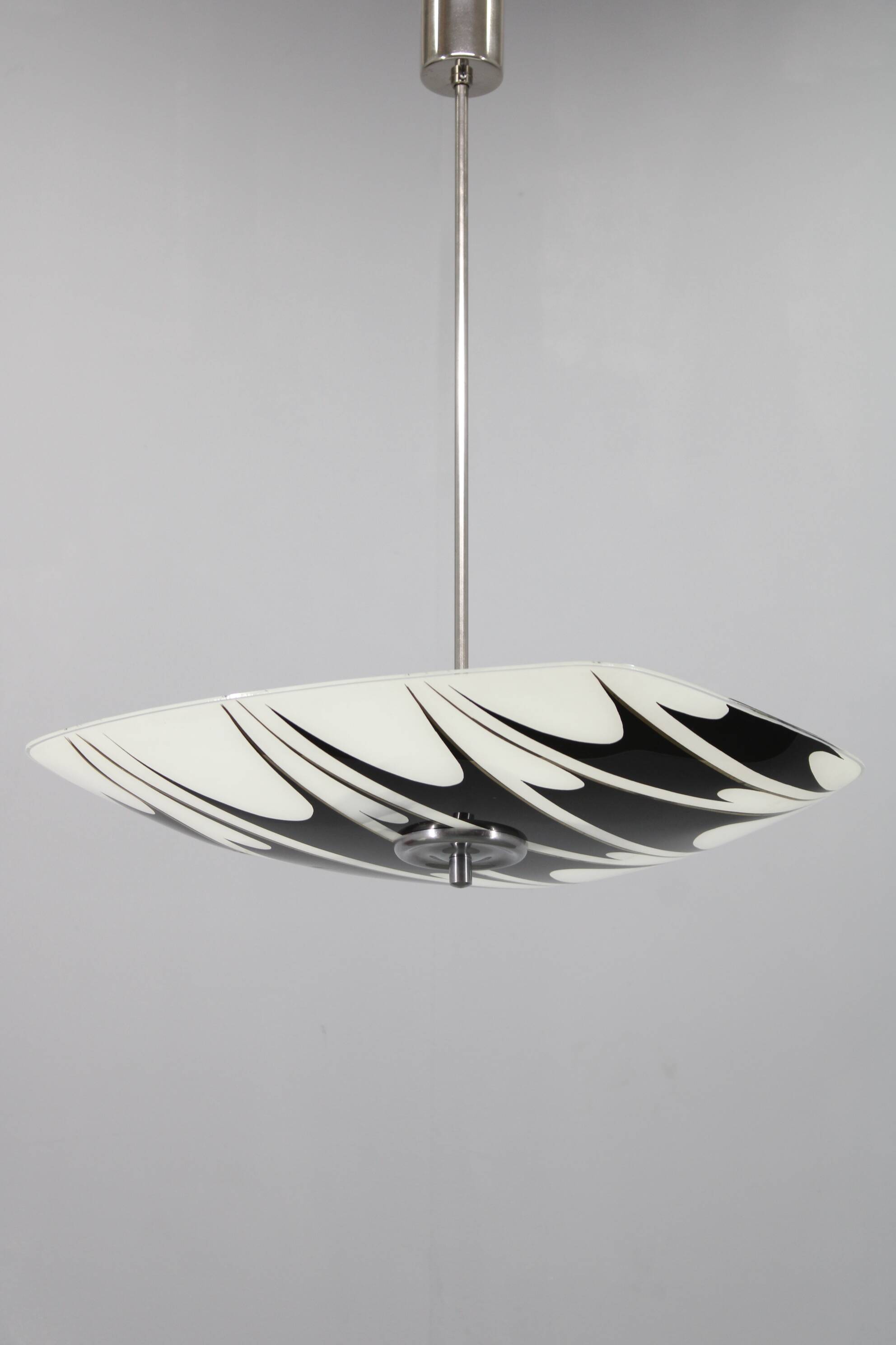 Mid-century Czech glass pendant lamp, chrome, 1960s