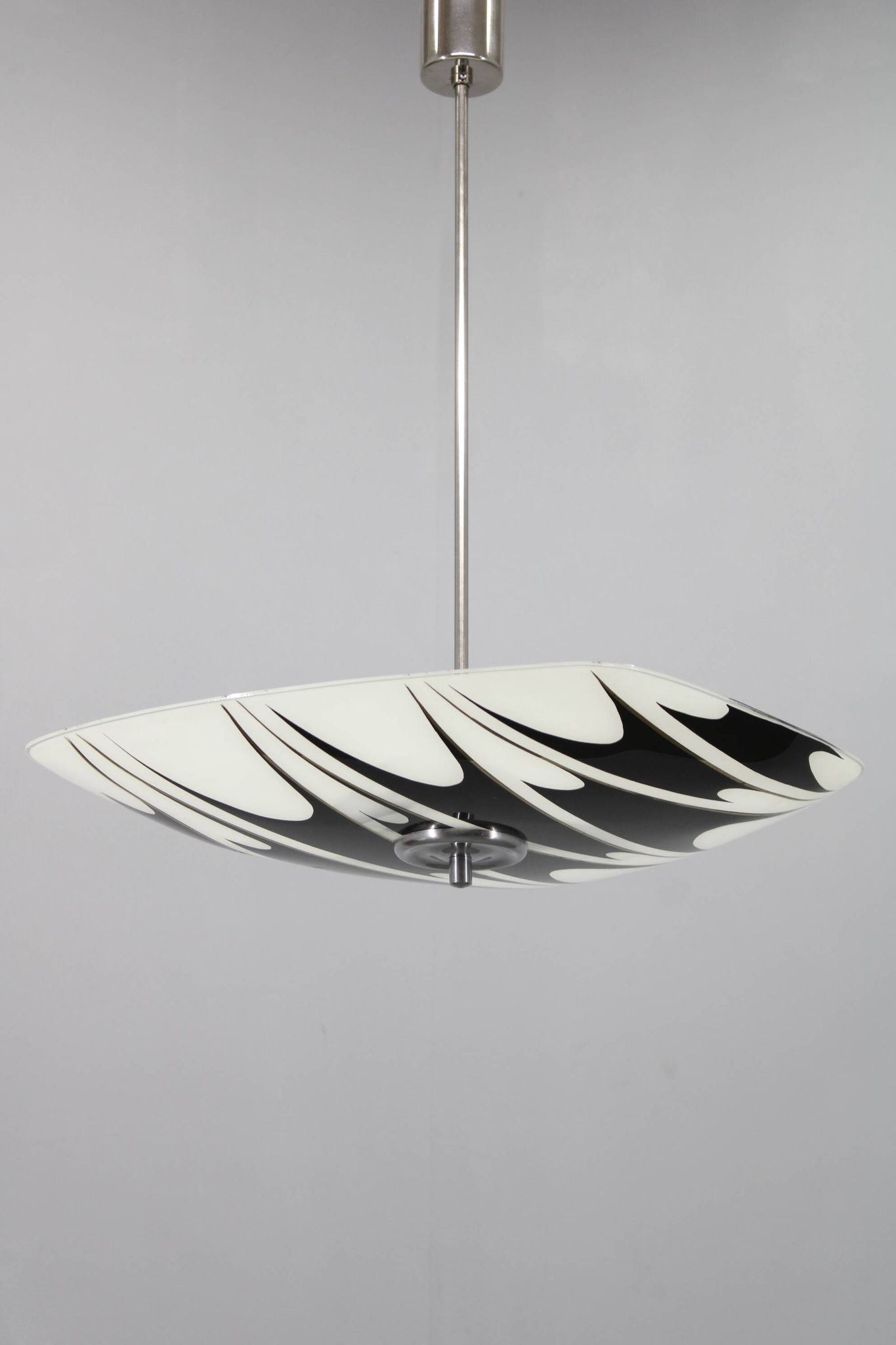 Mid-century Czech glass pendant lamp, chrome, 1960s