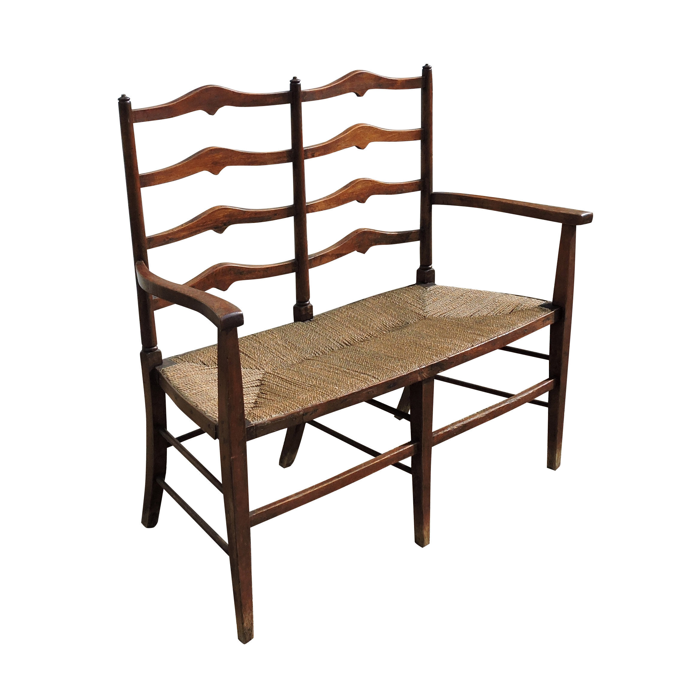 Arts and Crafts oak love bench