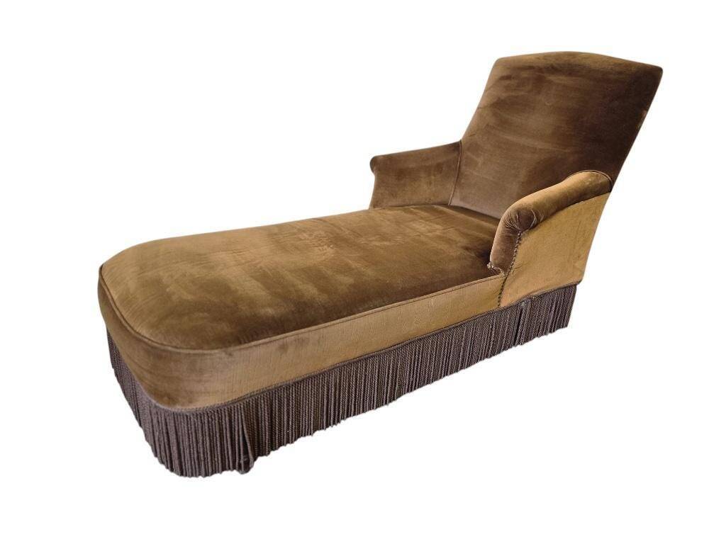 Chaise longue vintage / fauteuil / méridienne avec franges