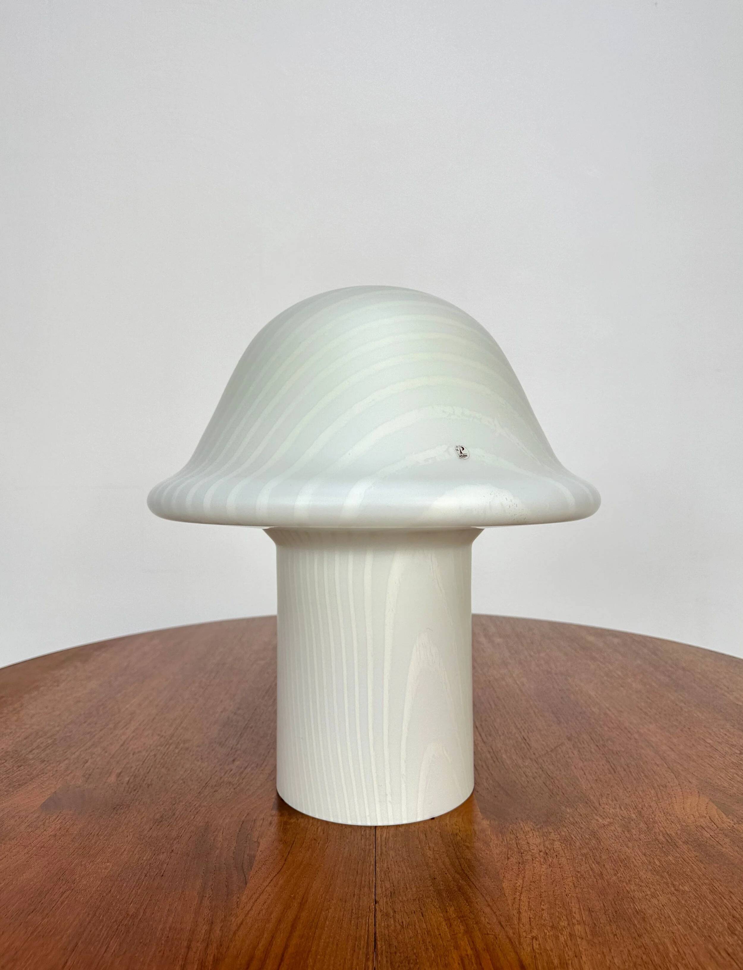 1970s Vintage Zebra Mushroom Glass Table Lamp by Peill & Putzler