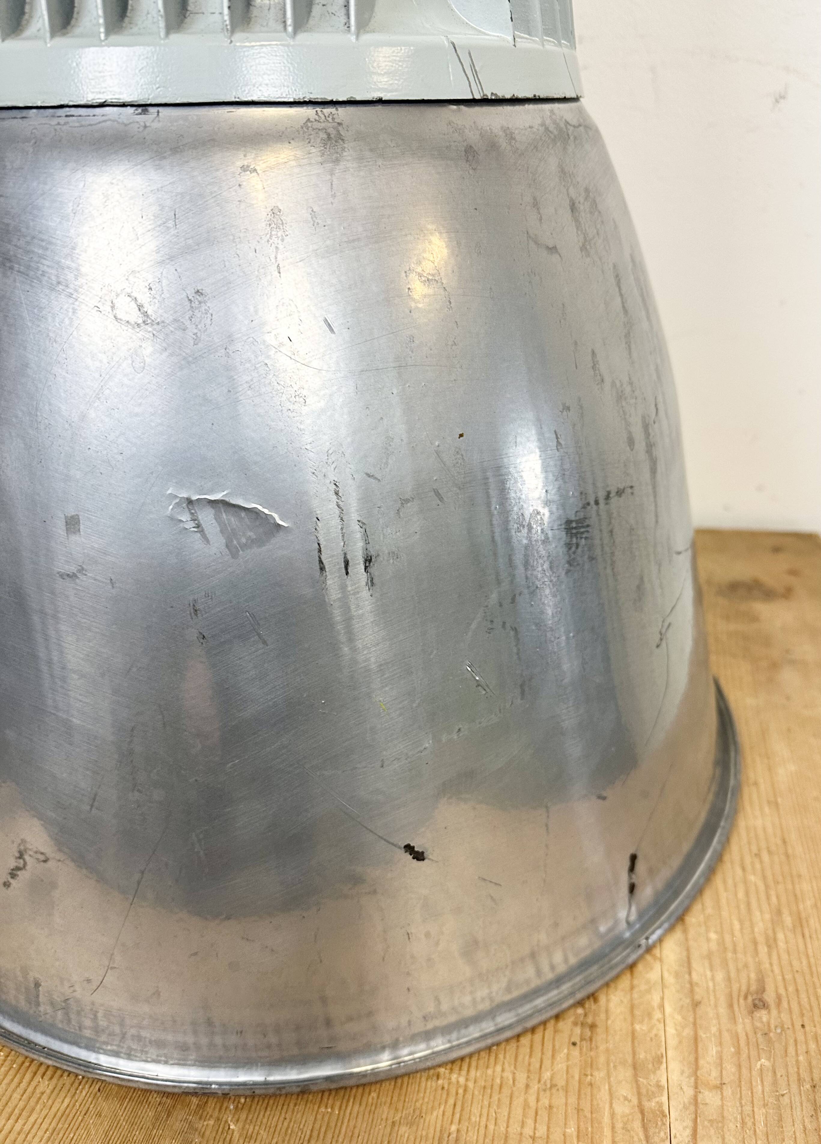 Vintage Silver Industrial Factory Pendant Lamp from Elektrosviti, 1960s