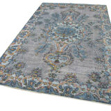 Handmade Hi-Low Pile Oriental 1980s 167 cm x 285 cm Blue Rug