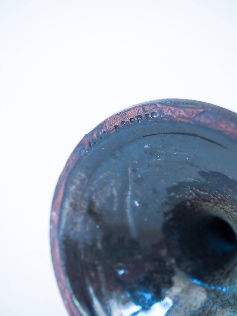 Vintage Vallauris candle holder signed Ferraro in glazed ceramic.