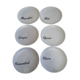6 Assiettes à fromage en porcelaine