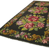 Handwoven Vintage Bessarabian Black Kilim 184 cm x 530 cm - 23392
