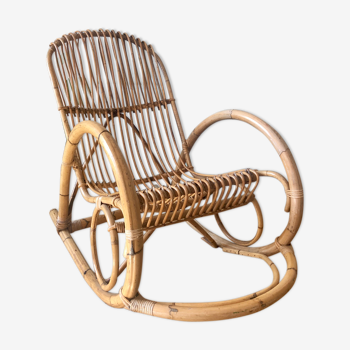 Rocking chair in vintage rattan
