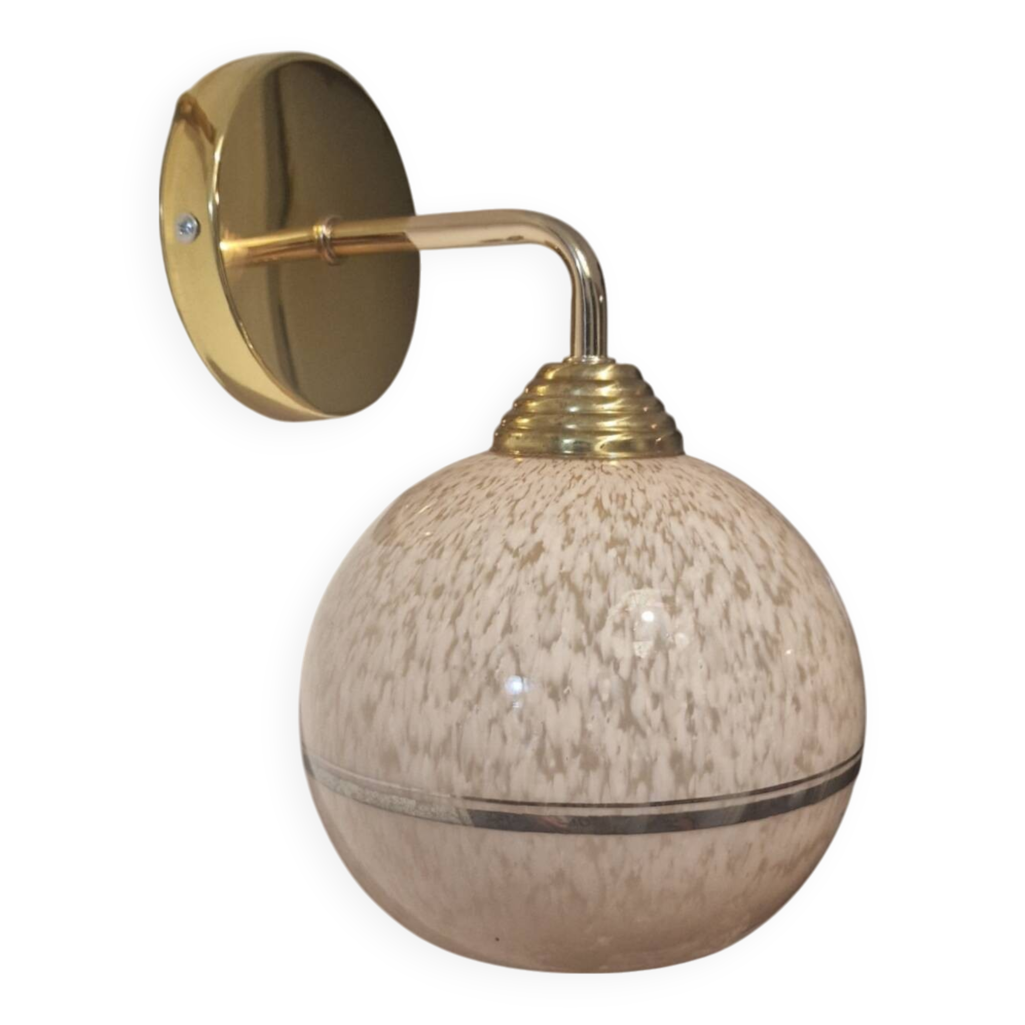 Art Deco wall light pink ball in Clichy glass with silver edging