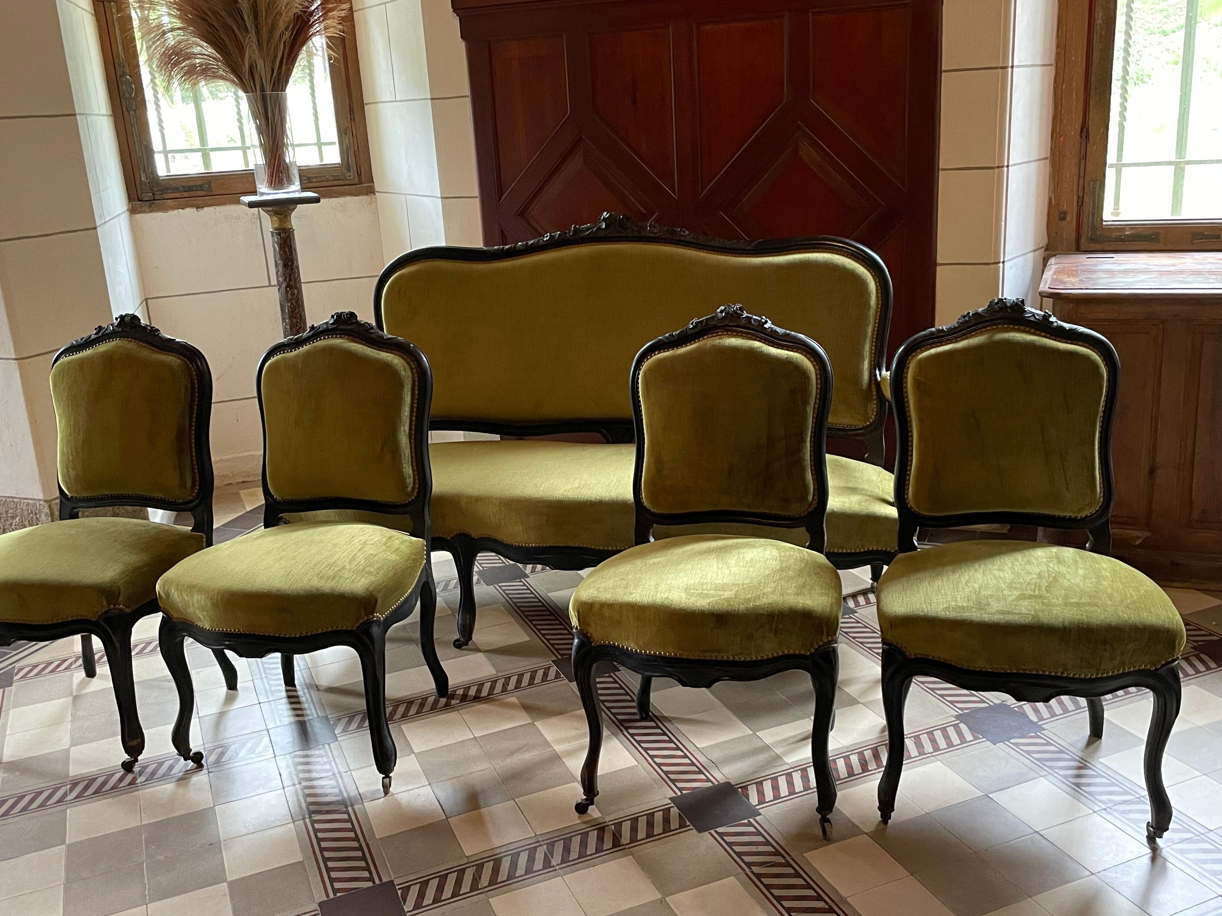 Napoleon III bench and chairs